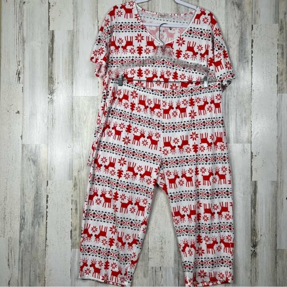 Women's Pajama Sets Cotton Sleepwear Tops w Capri Pants Cute Pjs by Enjoynight - Picture 3 of 13